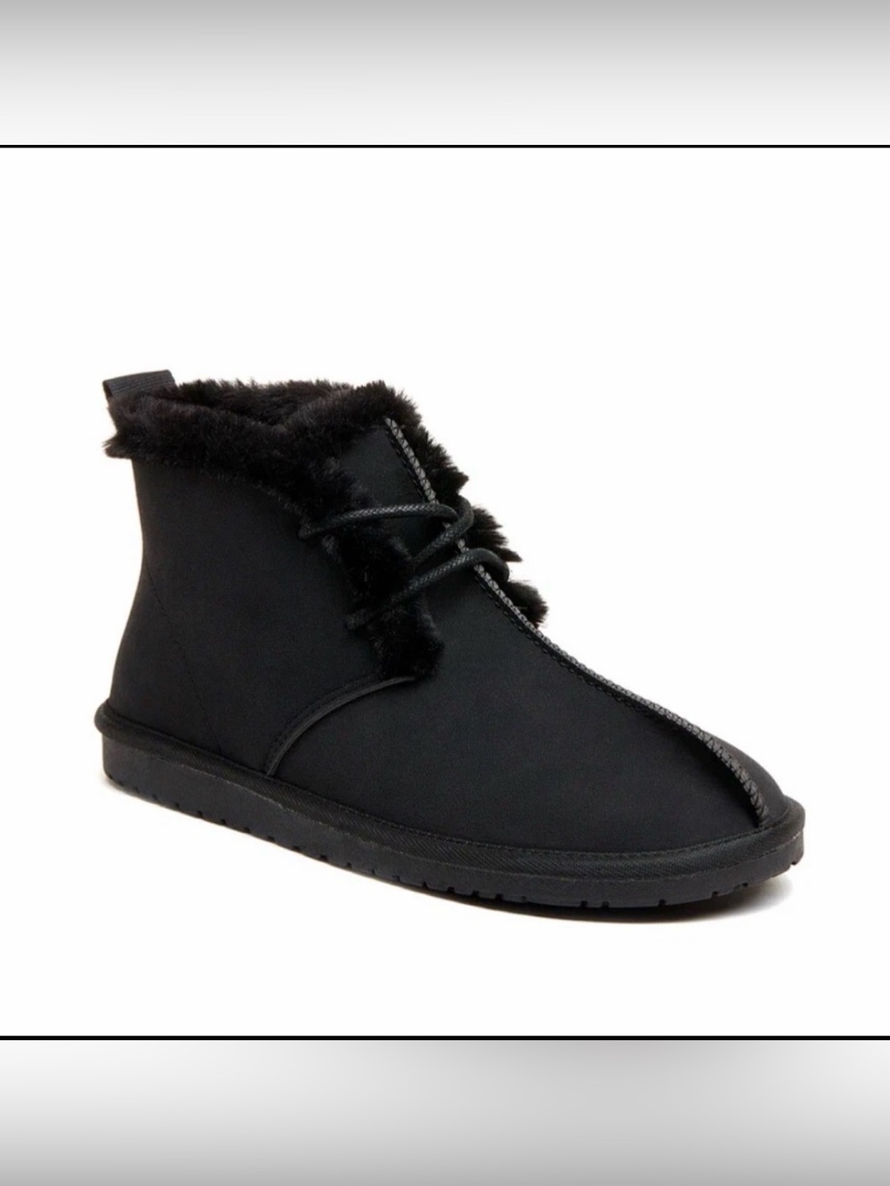 Rocket Dog Black Lace-Up Faux Fur Ankle Boot